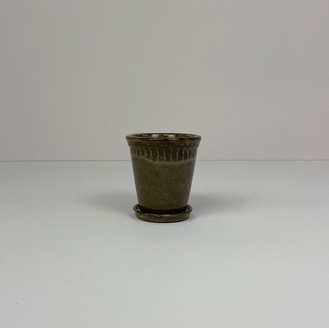 Small Pot & Saucer Brown