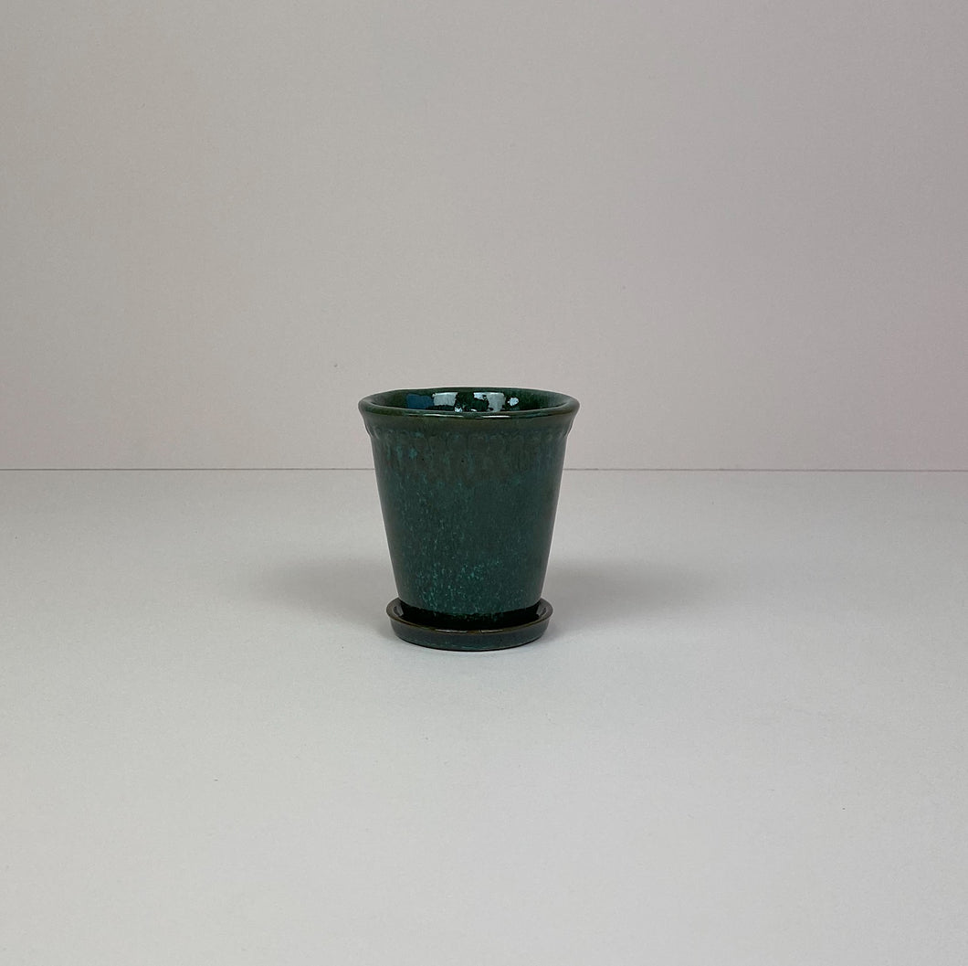 Small Pot & Saucer Green