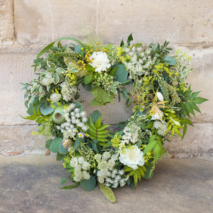 Memories in White Heart Wreath