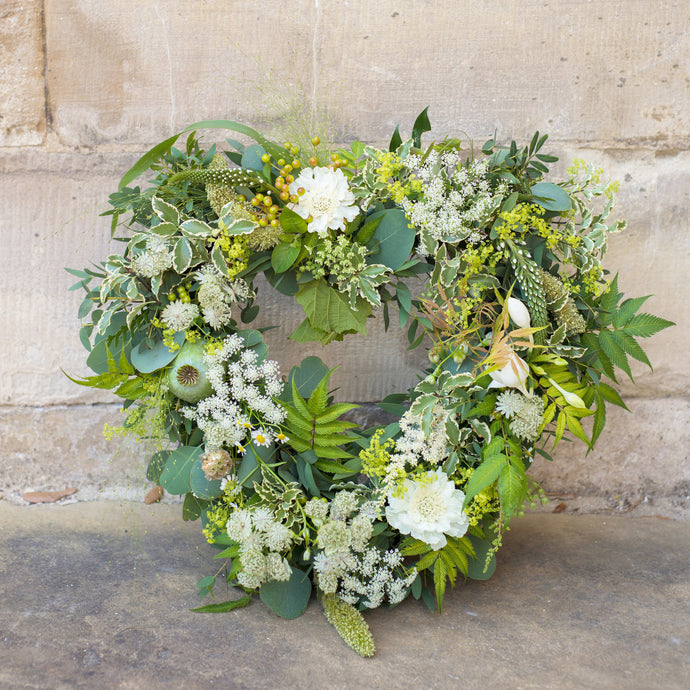 Memories in White Heart Wreath