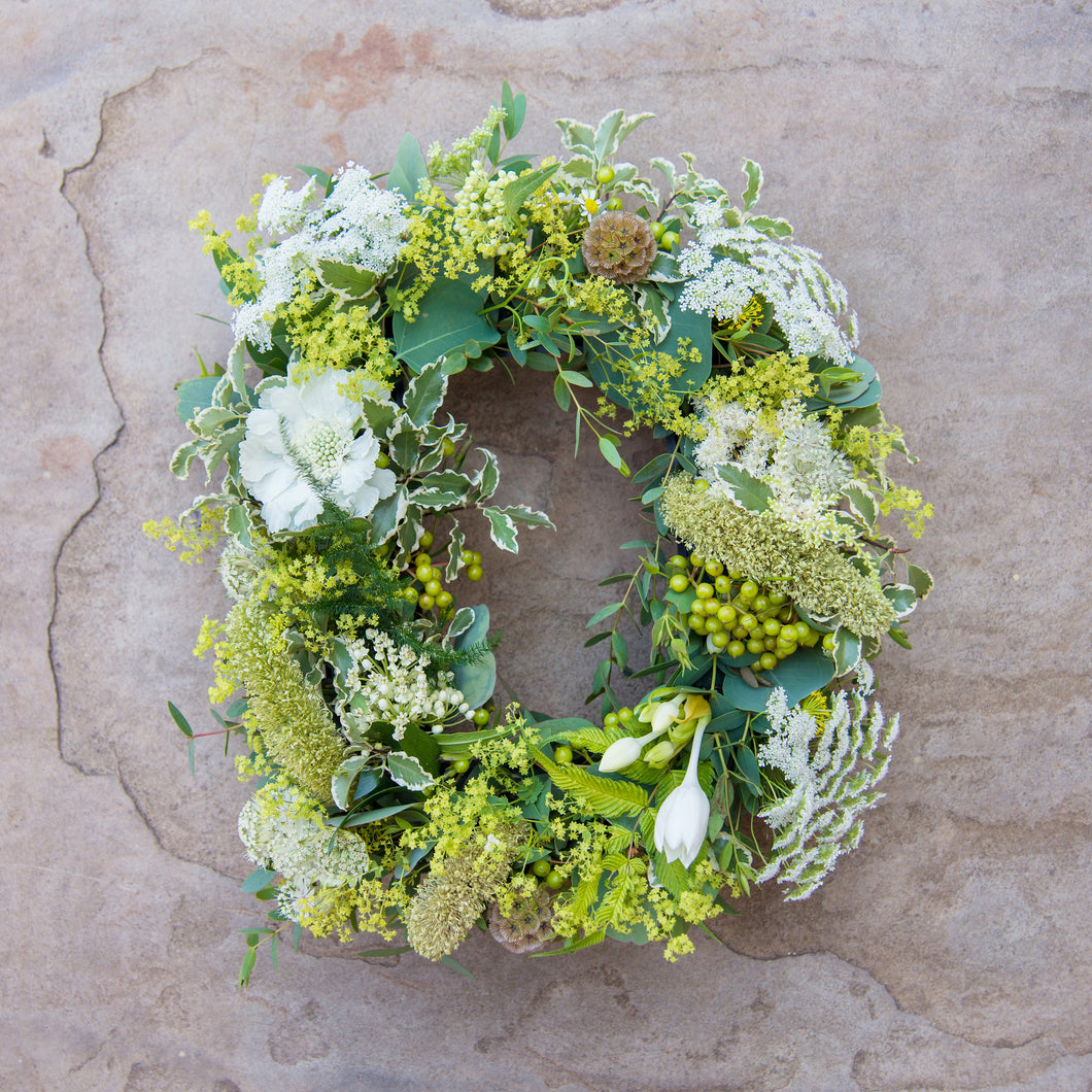 Memories in White Letters in Flowers