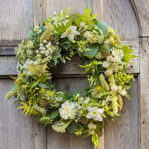 Memories in White Floral Wreath