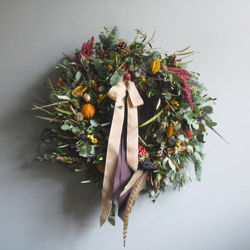 Home Flower School Lesson 4: Christmas Pudding Wreath Kit (Orange & Magenta)