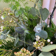 White Christmas Arrangement with 3 Dinner Candles