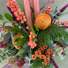 Christmas Pudding Arrangement with 3 Dinner Candles