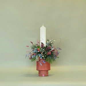 Christmas Day Arrangement with Pillar Candle