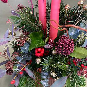 Christmas Day Arrangement with 3 Dinner Candles