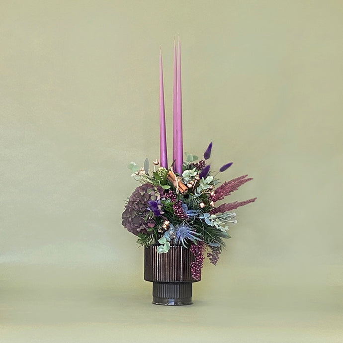 Christmas Eve Arrangement with 3 Dinner Candles