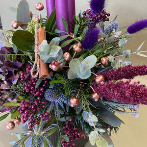 Christmas Eve Arrangement with 3 Dinner Candles