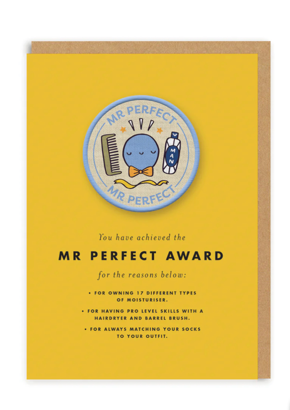 Mr Perfect Award Woven Patch Greeting Card by OHH DEER