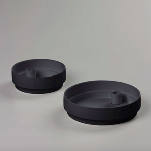 Charcoal Matte Clay Candle Holder