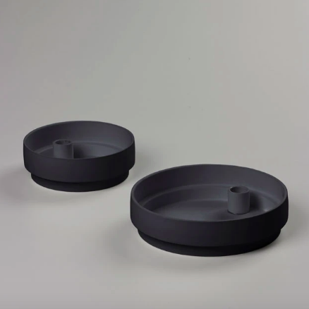 Charcoal Matte Clay Candle Holder
