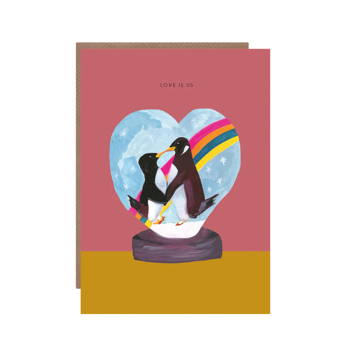 Penguin Rainbow Heart Valentine’s Card